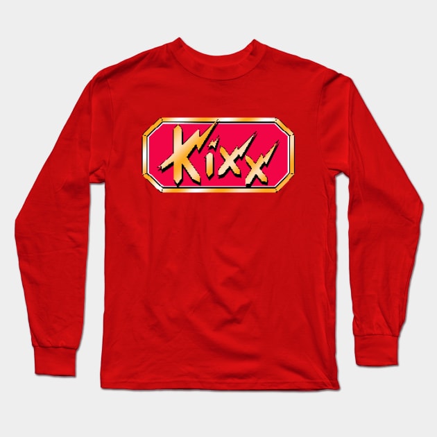 Retro Computer Games Kixx Software Pixellated Long Sleeve T-Shirt by Meta Cortex